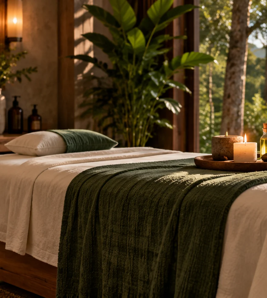 Illustrative mountain wellness setting